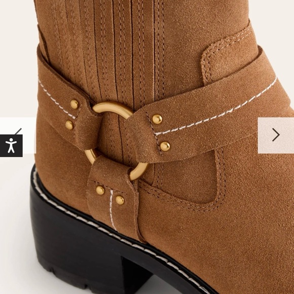 Boden Harness Biker Brown Suede Heeled Boots 8 (39) NWT - Picture 3 of 5